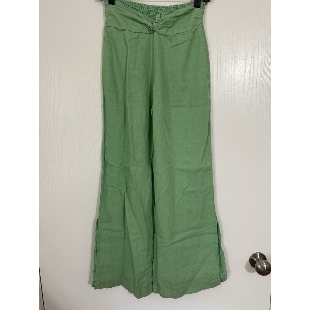 Banjara Lime Green Flare Pants With Slit In Bottom Of Leg, Comfy Sz SMALL